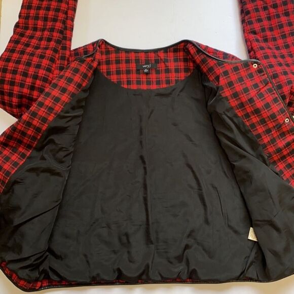 Quilted Plaid Red Black Check Plaid Jacket - Picture 7 of 12